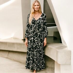 Lovestitch Versailles Morning Maxi Dress Med Tiered Boho Adjustable Tassels